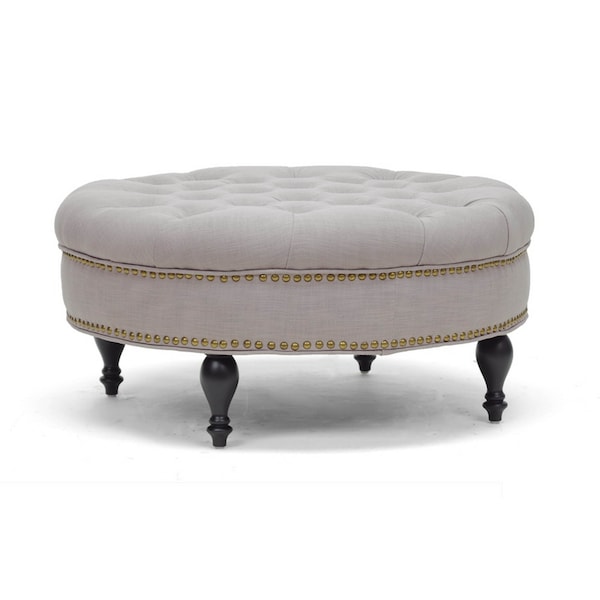 Baxton Studio Palfrey Beige Linen Modern Tufted Ottoman 96-4842 - main